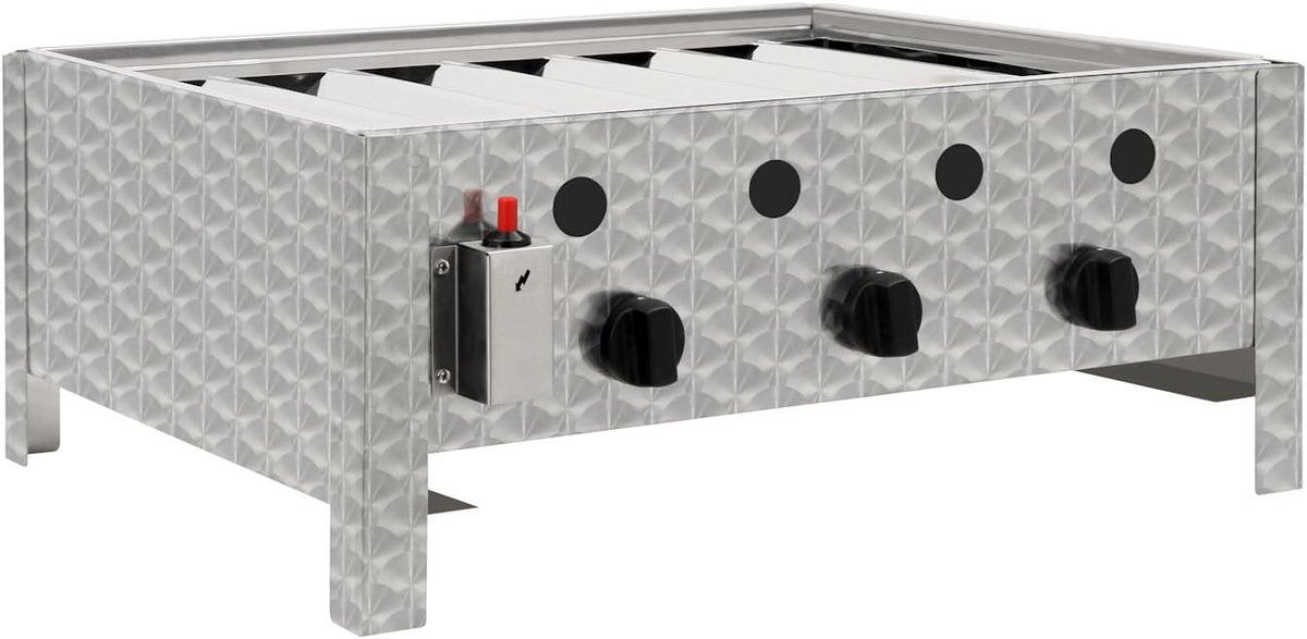 Gas Gastrobräter 3-flammig Edelstahl GB-K1103B Tischgasgrill 10000W 64x52x27 cm für Outdoor
