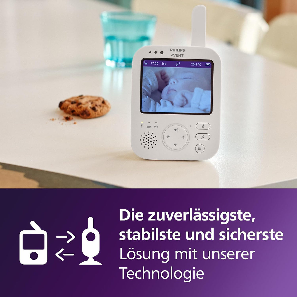 Video Babyphone mit Kamera SCD891/26 3,5 Zoll Display 720p Nachtsicht Temperaturüberwachung Schlaflieder