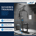Kraftstation ProfiGym 2000 Modell 24808 mit 40 kg Gewichten Latzug Butterfly Seilzug und Beinstrecker Schwarz