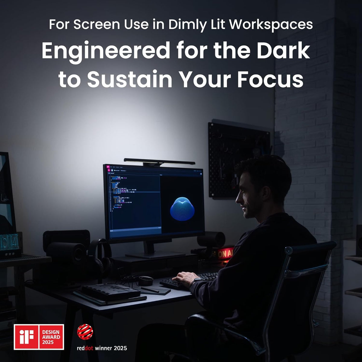 Monitorlampe ScreenBar Halo 2 mit Rücklicht, USB, 5 W, 2700–6500 K, dimmbar, Bewegungssensor, kabelloser Controller, für Monitore 0,43–6 cm