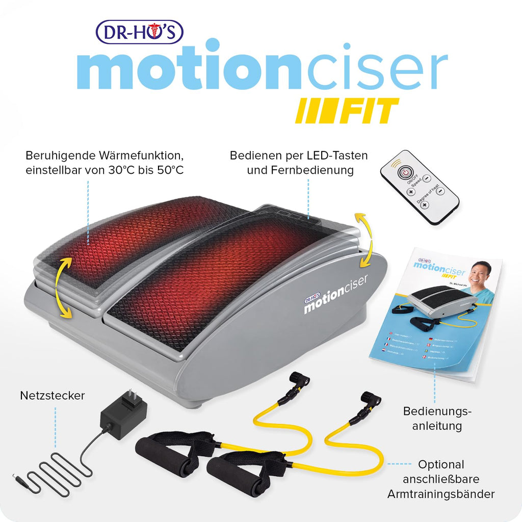 Elektrisches Fußmassagegerät MotionCiser mit Gehsimulation 10 Vibrationsstufen Infrarot-Wärme und Trainingsbändern