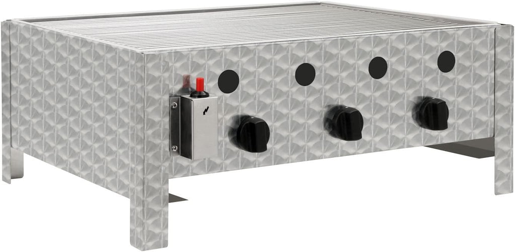 Gas Gastrobräter 3-flammig Edelstahl GB-K1103B Tischgasgrill 10000W 64x52x27 cm für Outdoor