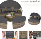 Polyrattan Sonneninsel Santorin II wetterfest 175 x 171 cm mit Sonnendach und Kissen