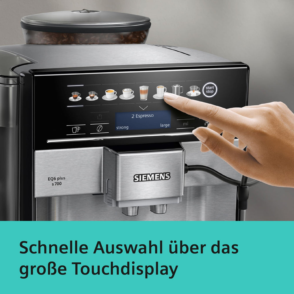 Kaffeevollautomat EQ6 plus s700 TE657503DE mit Milchsystem 12 Getränke Touchdisplay Keramikmahlwerk 1,7 l