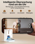 Automatischer Katzen Futterautomat YumShare Dual-Hopper 5 L mit Kamera Gesichtserkennung Doppelbehälter WLAN App Steuerung