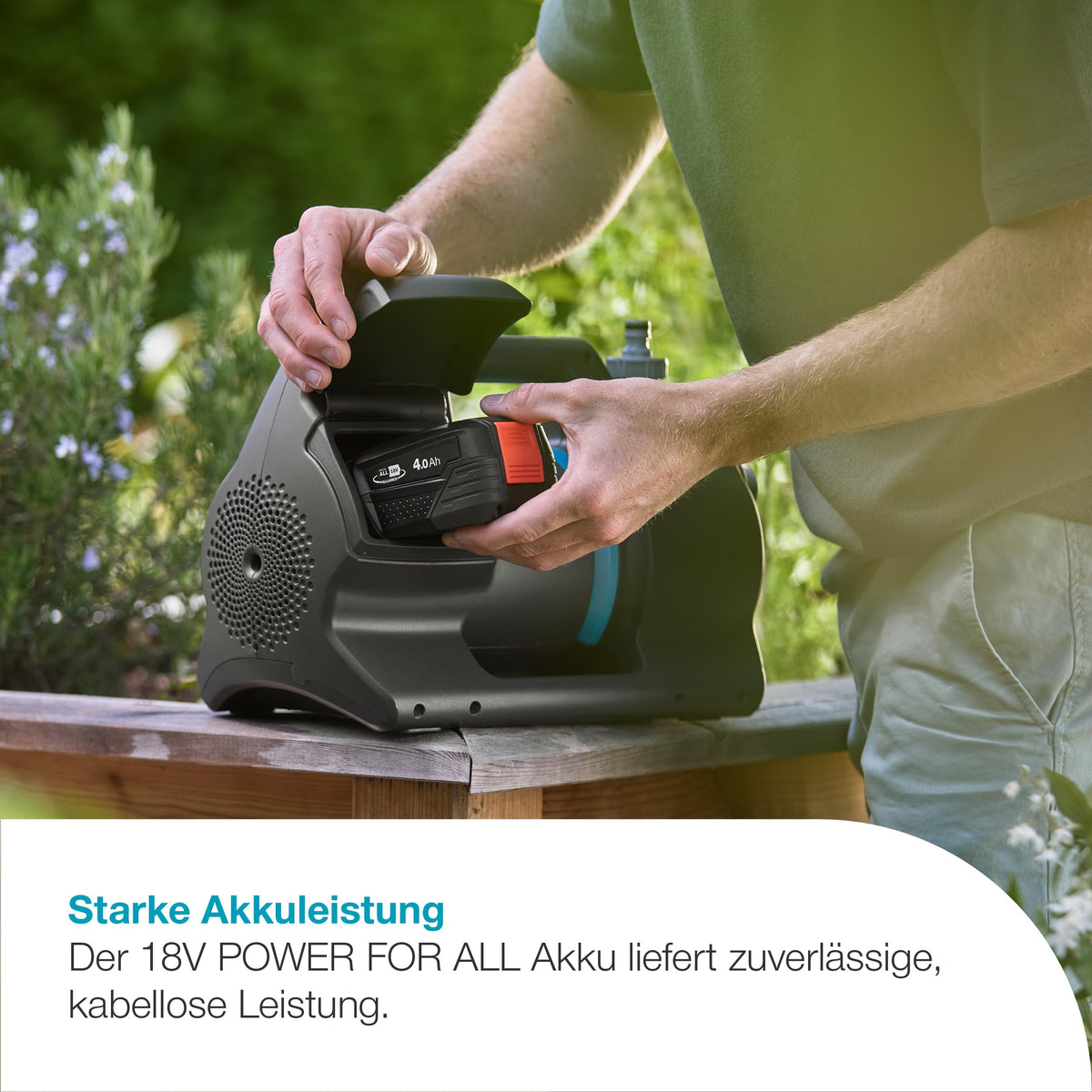 Akku-Gartenpumpe 3000 Silent 18V P4A 3000 l/h 14610-20 mit Akku und Ladegerät für Gartenbewässerung
