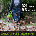 Akku Laubbläser und Laubsauger GD24X2BVK4X 48 V 322 km/h 9 m³/min mit 45 L Fangsack 2 x 4 Ah Akku und Ladegerät