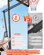 Höhenverstellbarer Basketballkorb LM052 145–305 cm mit 110 x 75 cm Rückwand Rollen und befüllbarer Standbasis