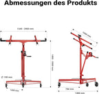 Plattenheber XXL 50790 Trockenbau 68kg Tragkraft 140–350cm Höhe 2,90m Breite 3 Rollen mit Feststellbremse rot