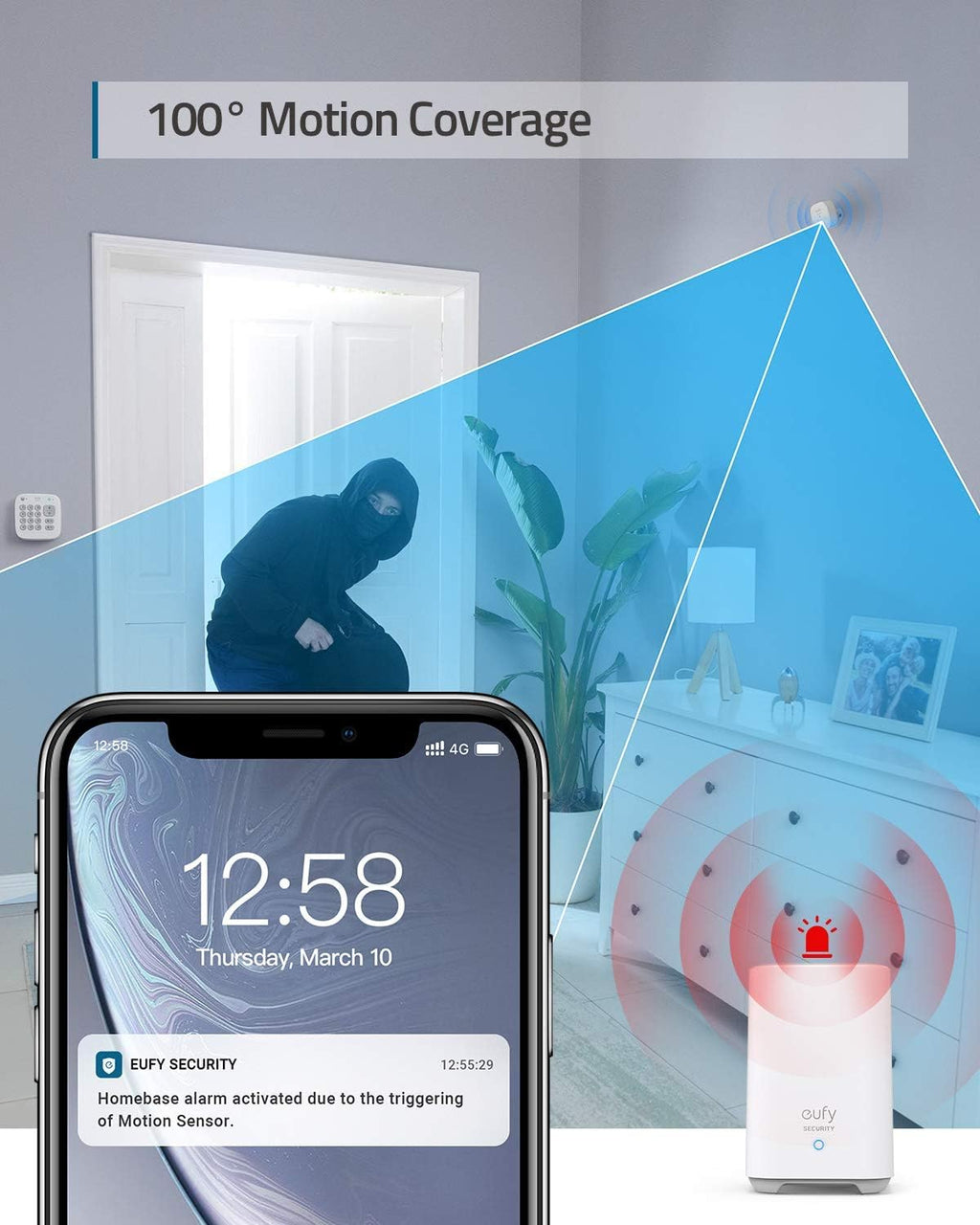 5-teiliges Smart Home Sicherheitssystem mit Bewegungssensor App-Steuerung 2560 x 1440 und 2 Tür- und Fenstersensoren