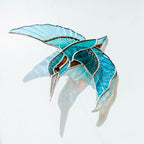 Glasmalerei Eisvogel Suncatcher Fensterhängend Handgemacht 18x13cm