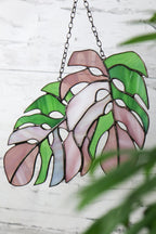 Monstera Blätter Suncatcher Fenster Dekor Buntglas