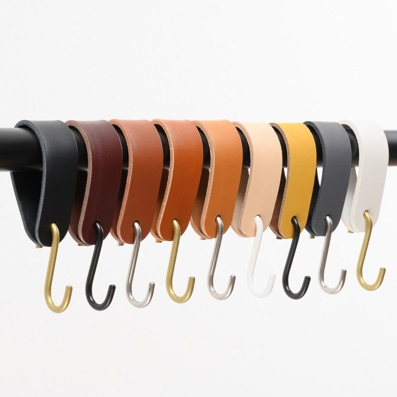 Leder S-Haken - Skandinavisches Design Garderobenhaken für Küche, Bad & Möbel