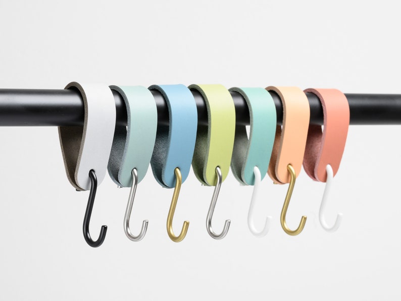 Leder S-Haken - Skandinavisches Design Garderobenhaken für Küche, Bad & Möbel