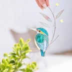 Buntglas Fensterbehang Eisvogel für Papa | Farbenfrohes Vogel Geschenk