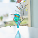 Buntglas Fensterbehang Eisvogel für Papa | Farbenfrohes Vogel Geschenk