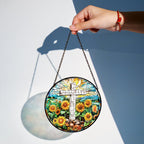 Glas Kreuz Suncatcher: Sonnenblume Christliche Fensterdekoration, 4 Größen