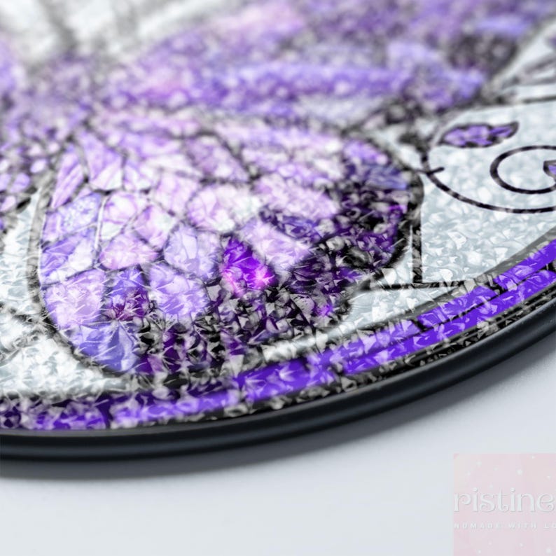 Lila Schmetterling, Buntglas-Sonnenfänger, Fensterdekoration zum Aufhängen, Gartendekoration