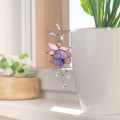 Handgefertigte Fuchsia Suncatcher Glasmalerei Pflanzenstecker mit Kristallen