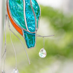 Eisvogel Buntglas Pflanzenstecker - Kristall Sonnenfänger Gartenstecker - Handgefertigt 4x6,5 Zoll
