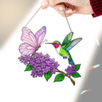 Hologramm Acryl Suncatcher mit Kolibri und Schmetterling, Fensterbehang, 2-seitiger Druck, 3.5-12 Zoll