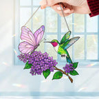 Hologramm Acryl Suncatcher mit Kolibri und Schmetterling, Fensterbehang, 2-seitiger Druck, 3.5-12 Zoll