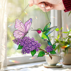Hologramm Acryl Suncatcher mit Kolibri und Schmetterling, Fensterbehang, 2-seitiger Druck, 3.5-12 Zoll
