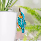 Eisvogel Buntglas Pflanzenstecker - Kristall Sonnenfänger Gartenstecker - Handgefertigt 4x6,5 Zoll