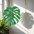 Grünes Blatt Glasmalerei Suncatcher Fensterbehang Handgefertigt Naturdeko