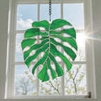 Grünes Blatt Glasmalerei Suncatcher Fensterbehang Handgefertigt Naturdeko