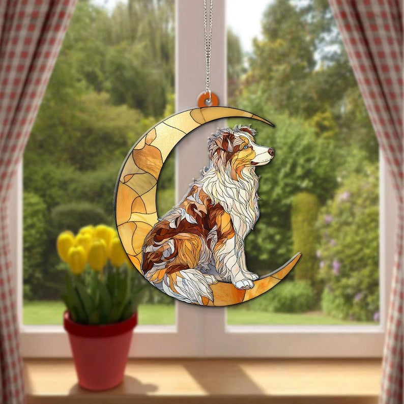 Acryl-Sonnenfänger mit australischem Schäferhund-Motiv, Fensterhänger