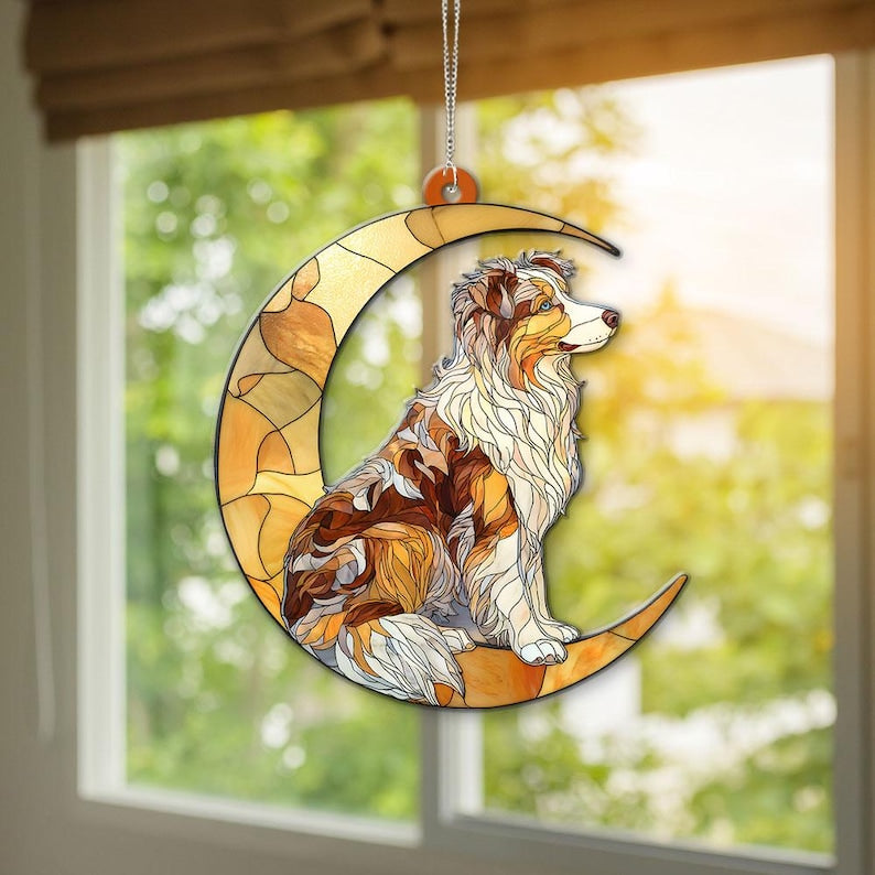 Acryl-Sonnenfänger mit australischem Schäferhund-Motiv, Fensterhänger