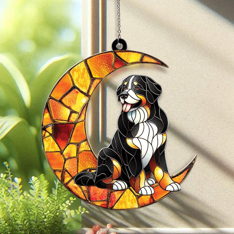 Hund Suncatcher hängendes Fenster, Mond Hunde Gedenkstätte, Acryl Fensterbehang