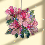 Acryl Suncatcher, Rosa Azalee, Blumenfenster hängende Tafel, Glasmalerei Stil Wohnkultur