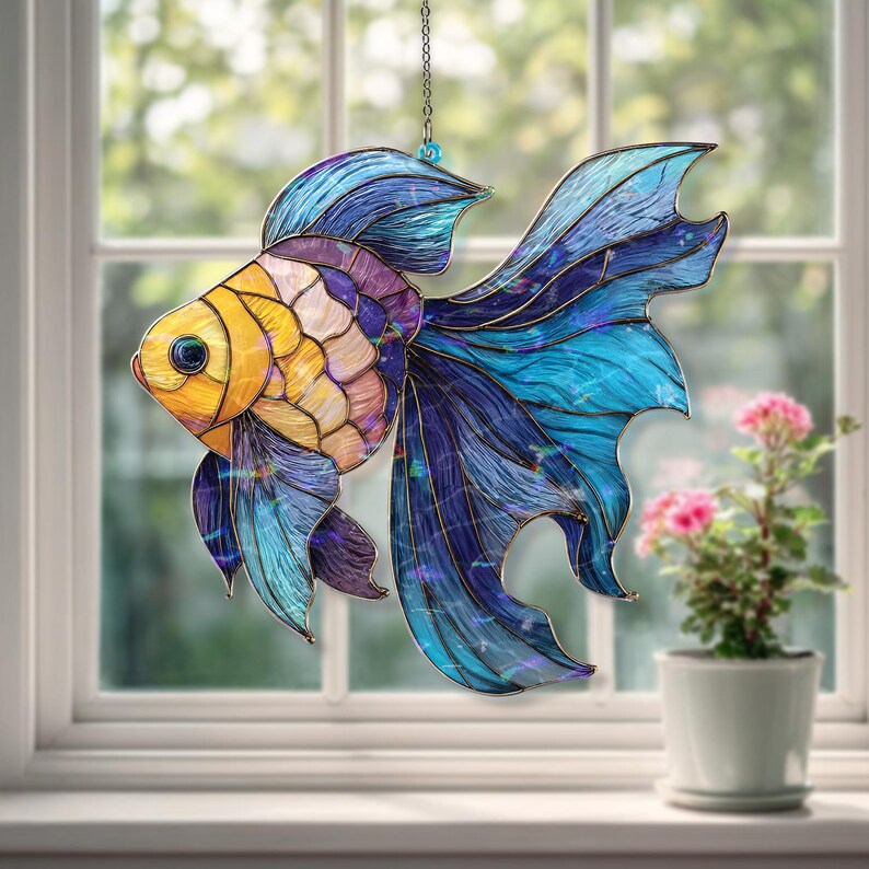 Acryl-Sonnenfänger Fisch, Goldfisch Fensterhängend, Ozean Sea Life Dekoration für Aquarium Liebhaber