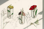 Rosa Glasvase mit Reagenzglas | Tiffany-Kupferfolie Magnolien Wandvase | Boho Suncatcher Dekor