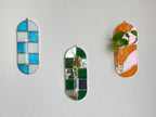 Buntglas-Wandvase Orange-Pink Welle, Tiffany-Kupferfolie, mit Reagenzglas | Vermehrungsstation, Wanddekor