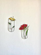 Glasmalerei Mohnblumen Wandvase Tiffany-Art Suncatcher Pflanzenvermehrungsstation Blumenwandkunst Boho-Dekor