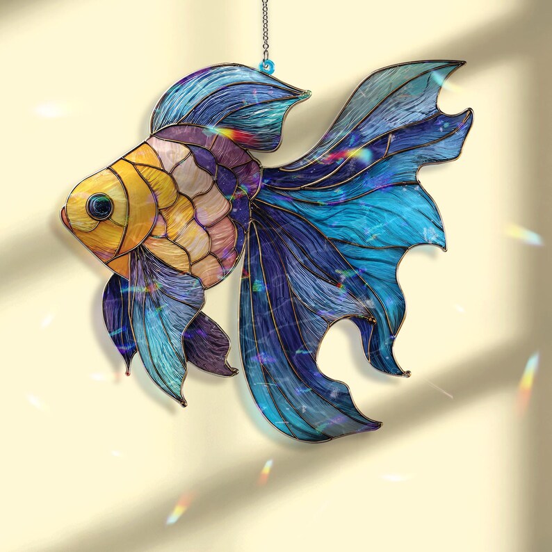 Acryl-Sonnenfänger Fisch, Goldfisch Fensterhängend, Ozean Sea Life Dekoration für Aquarium Liebhaber