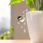 Stained Glass Chickadee Pflanzenstecker - Kristall Suncatcher, 4 x 6 Zoll, Handgefertigt