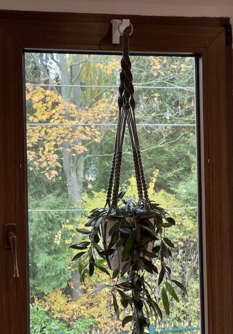 Fensterhaken 3D-Druck, Pflanzhaken ohne Bohren, Dekohalter für Pflanzen Lichter Deko, 13 cm, bis 3 kg, schwarz/weiß/grau