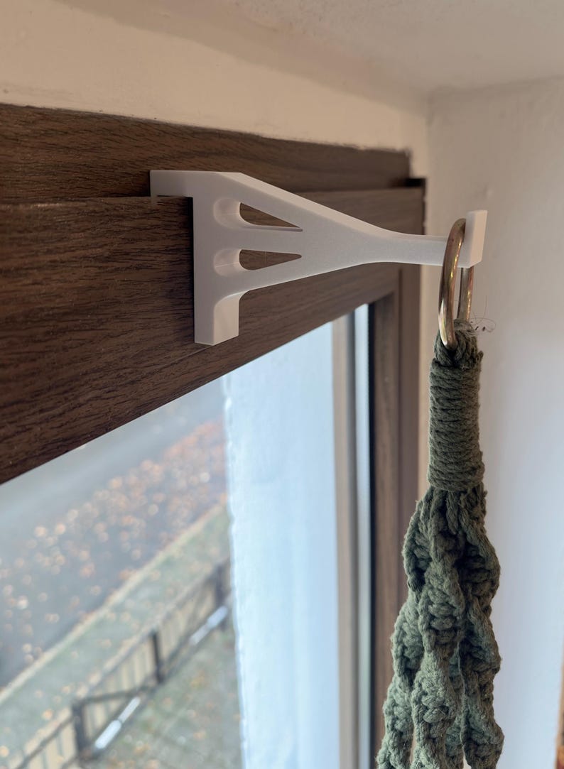 Fensterhaken 3D-Druck, Pflanzhaken ohne Bohren, Dekohalter für Pflanzen Lichter Deko, 13 cm, bis 3 kg, schwarz/weiß/grau
