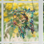 Holografischer Acryl-Feen-Sonnenfänger mit Schmetterlingsflügeln, Laterne & Eichhörnchen, Fensterdekoration, 3,5-12 Zoll