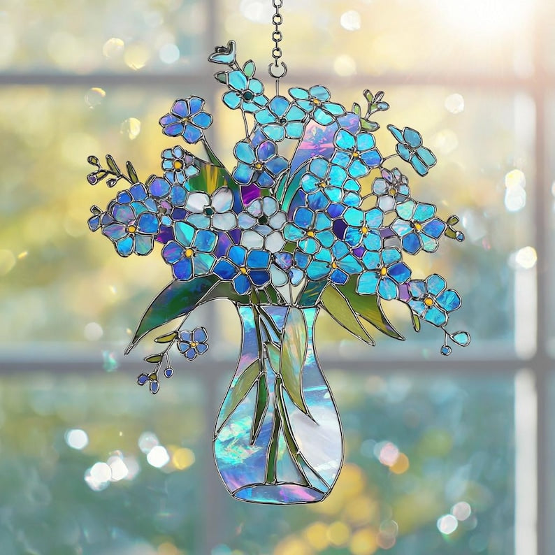 Forget-Me-Not Acryl Suncatcher Holografisch Fensterschmuck