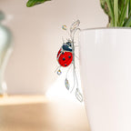 Glas Marienkäfer Pflanzenstecker mit Kristallen - Suncatcher Gartendeko