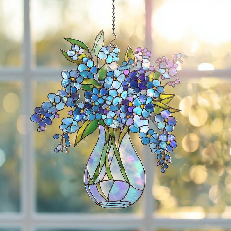 Forget-Me-Not Acryl Suncatcher Holografisch Fensterschmuck