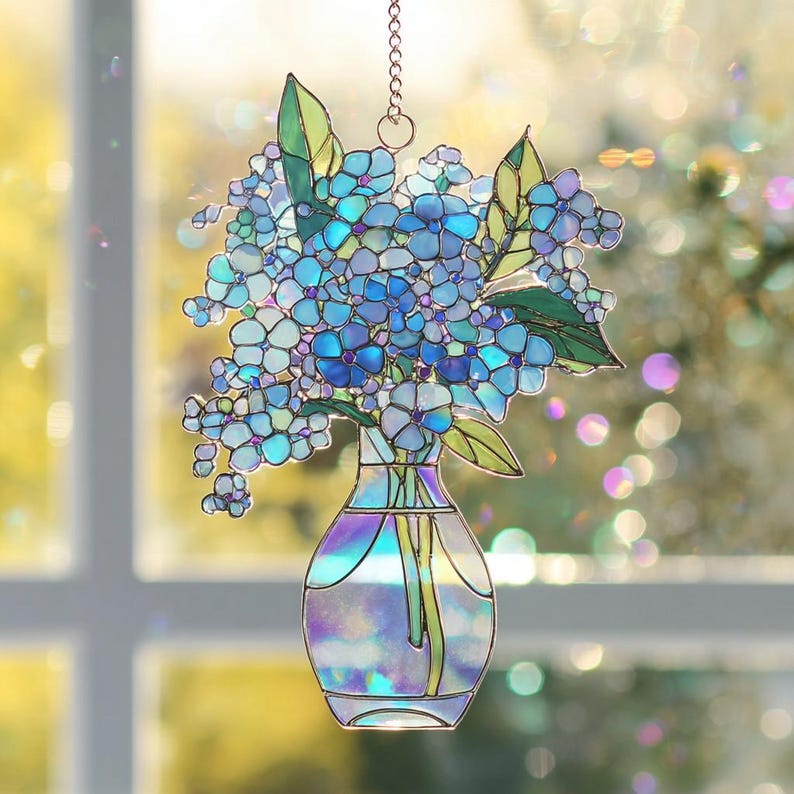 Forget-Me-Not Acryl Suncatcher Holografisch Fensterschmuck