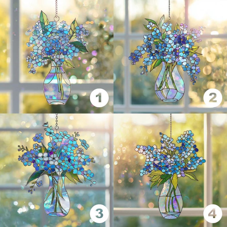Forget-Me-Not Acryl Suncatcher Holografisch Fensterschmuck