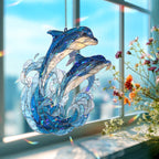 Acryl Suncatcher Ozeanwelle Buntglas Stil Blau Meer Fenster Panel Küsten Dekor