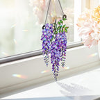 Glyzinien Sonnenfänger Lila Blumenkranz Hologramm Acryl Fensterdekoration